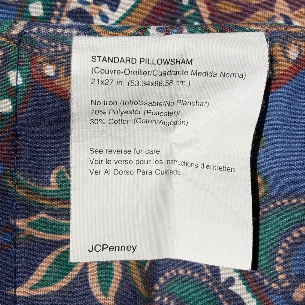 new JCPenny Navy Blue, Burgandy, Tan Paisley Queen Bedskirt + 2 Std Pillow shams - Picture 9 of 13